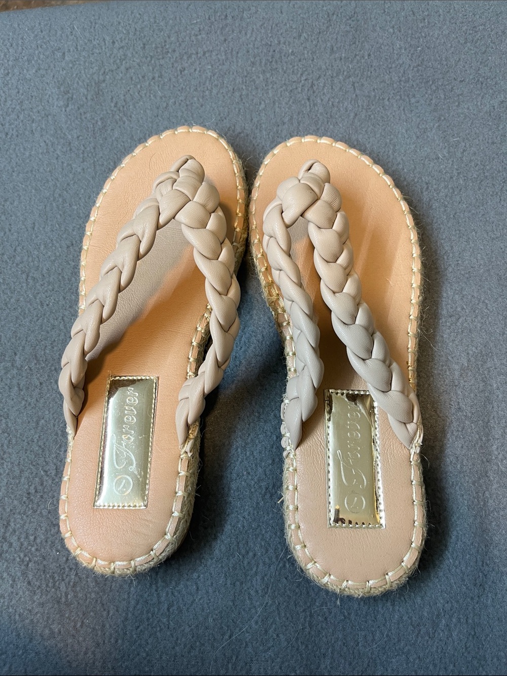 Forever 21 Braided Beige Flip Flop Sandals